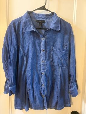 Blue Button-Up Lightweight Shirt
